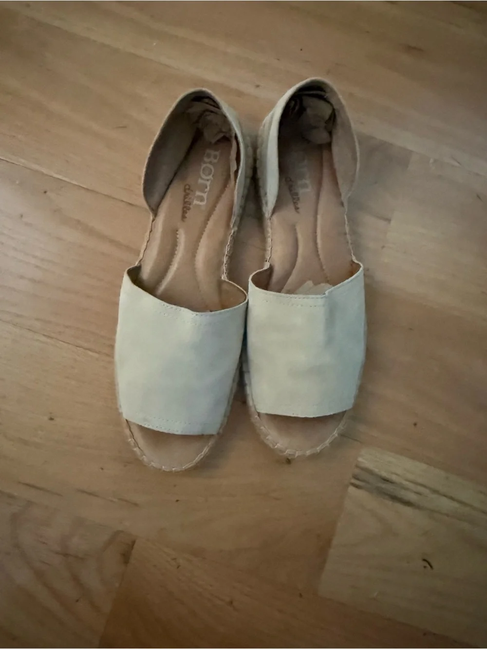 Born Women’s Suede upper Cream Espadrille Slide Sandals